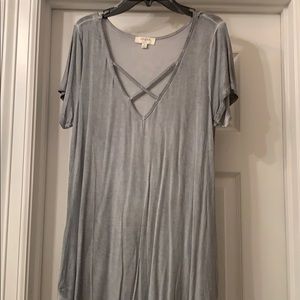 Gray T-Shirt Dress with Pockets NWOT